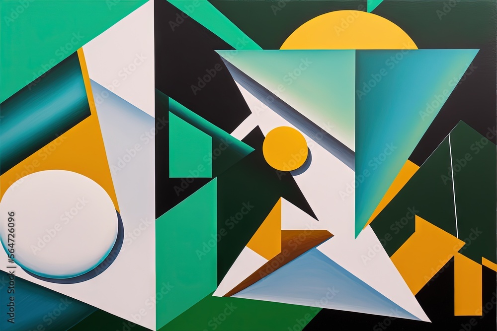 Poster a painting of a person standing in front of a mirror and a ball on a table with a green background a