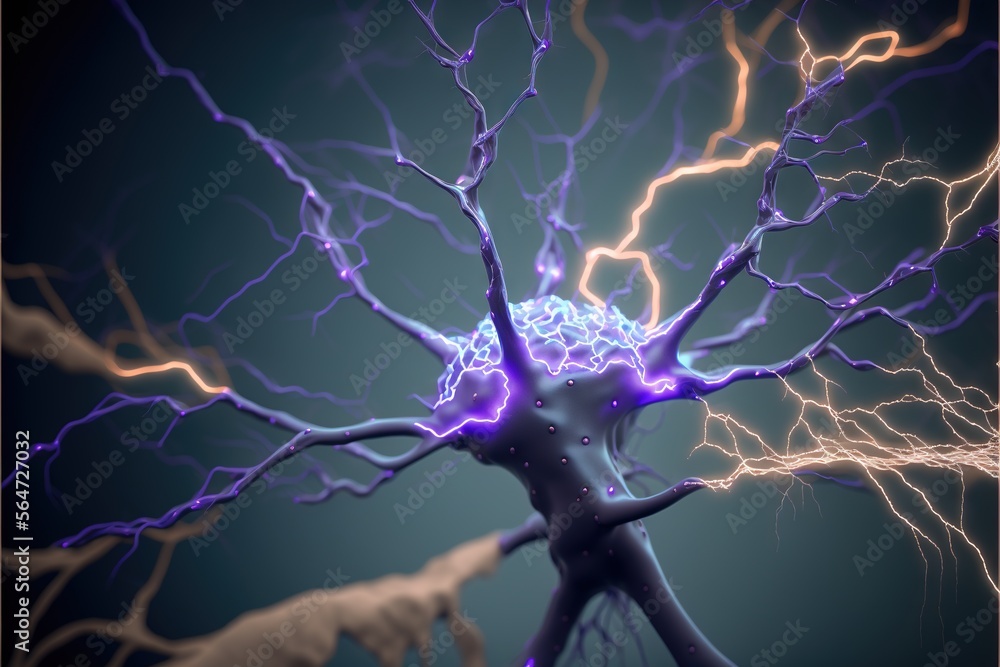 Poster a computer generated image of a tree with purple and blue lights in it's branches and branches are s