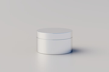 Aluminum Cosmetic Jar Mockup. 3D Rendering