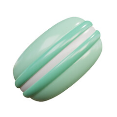 Green Macaron side picture. 3d rendering.	