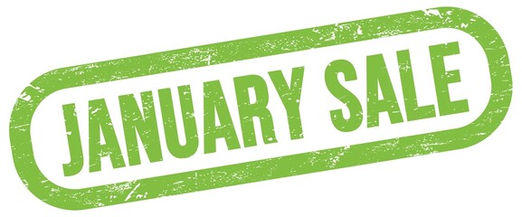 JANUARY SALE, text written on green stamp sign.