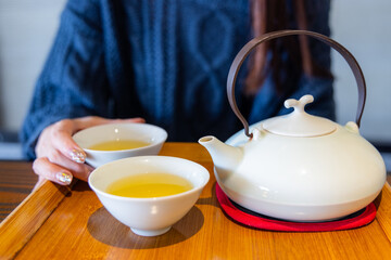 Traditional Chinese tea ceremony in restaurant