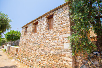 Fototapeta na wymiar Stone house in Greece village on Thassos island.