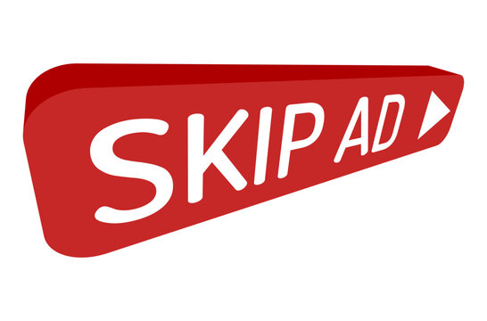 red rectangular button with white wording "skip ad"