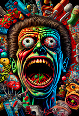 Obraz premium Generative AI abstract render of a psychedelic illustration