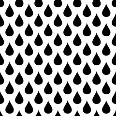 Seamless water drop monochrome pattern. Black and white rain Drops  Background
