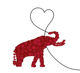 Valentine card. Animal print with elephant and heart. Happy Valentine's Day.