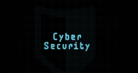 Composition of cyber security text on black background