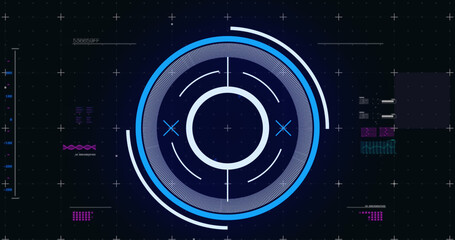 Composition of scope scanning and data processing on black background