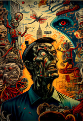 Obraz premium Generative AI abstract render of a psychedelic illustration