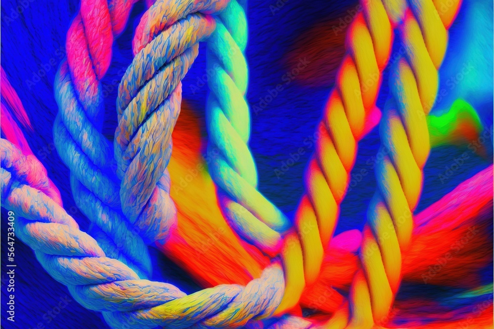 Aufkleber a bunch of ropes that are colored in different colors and sizes, all connected together, with a blue