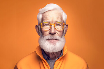 Generative AI of senior bearded man in glasses