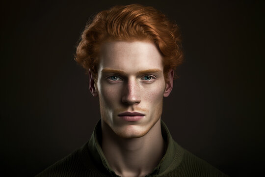 Generative AI of calm redhead man
