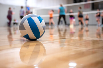 volleyball on the gym floor