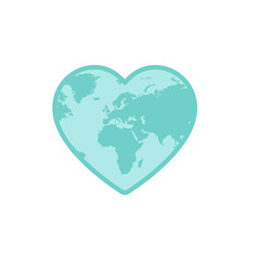Heart shaped earth globe isolated vector png