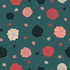 White, Pink and, Green Meadow Flowers Scattered Textiles Surface Design Fashion Seamless Repeat Pattern Design Eps Vector