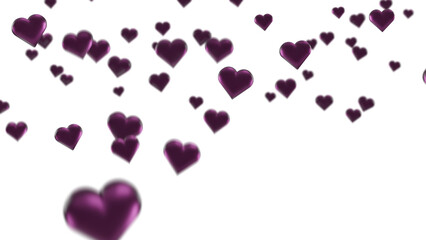 3d glossy pink hearts on transparent background