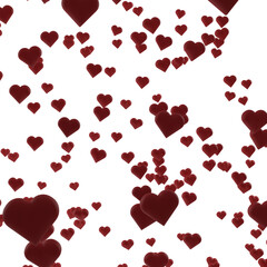 3d red hearts on transparent background