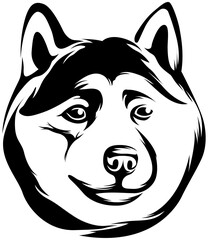 Head of dog. Shiba inu abstract character illustration. Graphic logo designs template for emblem.