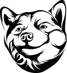 Head of dog. Shiba inu abstract character illustration. Graphic logo designs template for emblem.