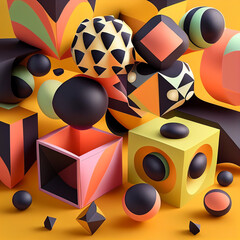 background of abstract geometric 3d shapes, AI generated