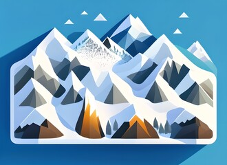 mountain views, snowy mountains. Screensaver in cartoon style, game design