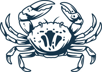Exotic marine underwater crab with claws for design
