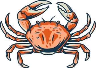 Exotic marine underwater crab with claws for design
