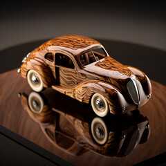 wooden toy car 3d rendering illustration images wallpaper background 
