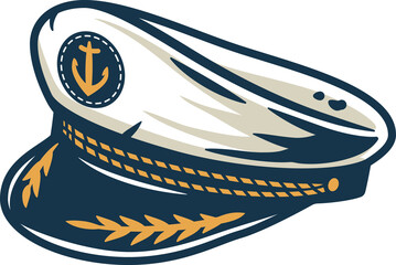 Marine captain cap, sailor or nautical logo design element