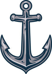 Nautical ship anchor isolated white background. Vector illustration for marine design.