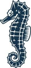 Vintage monochrome seahorse marine ocean element