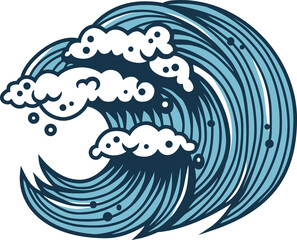 Colored sea or ocean wave with foam for marine nautical design