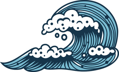 Colored sea or ocean wave with foam for marine nautical design