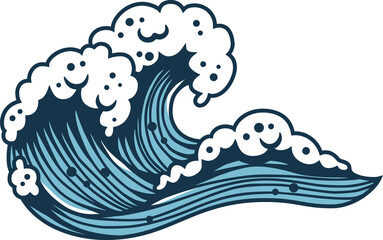 Colored sea or ocean wave with foam for marine nautical design