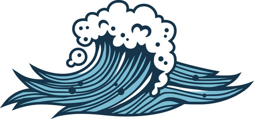 Colored sea or ocean wave with foam for marine nautical design