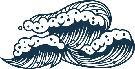 Sea or ocean wave with foam for marine nautical design