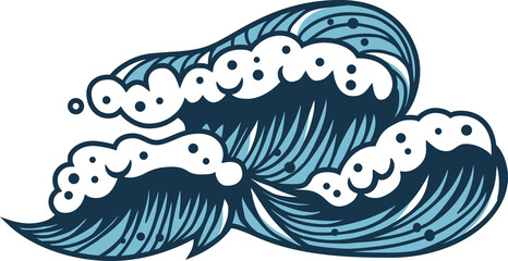 Colored sea or ocean wave with foam for marine nautical design