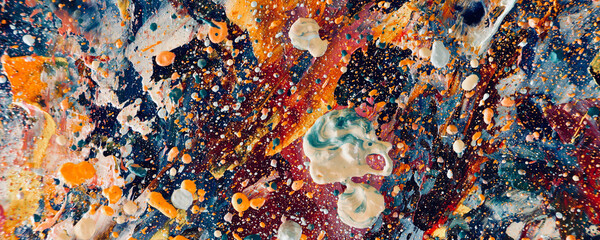 Color texture. Hand drawn oil painting on canvas. Abstract art background. Modern, contemporary art. Colorful canvas. Wall decor background	
