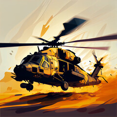 Naklejka premium FIre rescue military helicopter