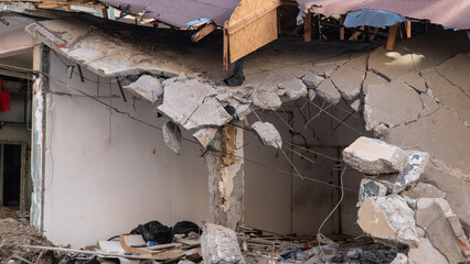 Earthquake in Turkey. Ruined houses after a massive earthquake in Turkey. 