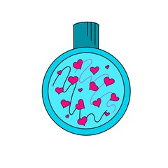 illustration of a stopwatch. perfume with the scent of love. romantic scent 