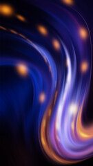 Dark fractal, abstract background. Bright neon lines, waves. Blurred laser shapes
