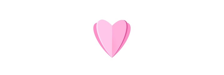 Pink Heart Paper Cut illustration, Heart Shaped on white  background, banner, borderline, border, valentine’s day border, baby shower, girl