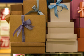 gift boxes for sale on the store counter