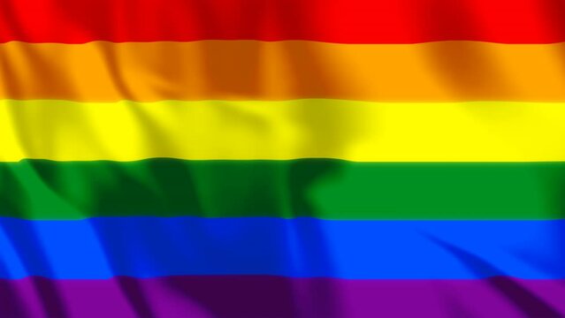 Rainbow flag pride of homosexual community. LGBT emblem animation. Gay and lesbian banner with seamless loop waving