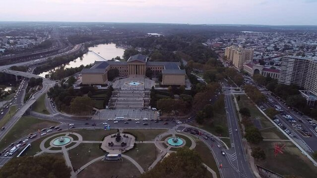 Philadelphia Museum of Art and Rocky Steps. Park in Background. Pennsylvania.