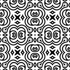 Vector pattern in geometric ornamental style. Black and white color. Simple geo all over print block for apparel textile, ladies dress, fashion garment, digital wall paper.