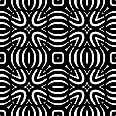 Vector pattern in geometric ornamental style. Black and white color. Simple geo all over print block for apparel textile, ladies dress, fashion garment, digital wall paper.