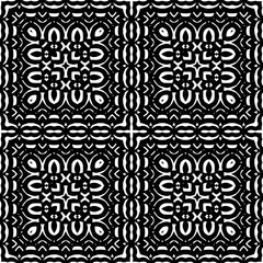 Vector pattern in geometric ornamental style. Black and white color. Simple geo all over print block for apparel textile, ladies dress, fashion garment, digital wall paper.